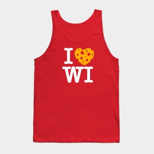 I Love Wisconsin - Madison Red Background Tank Top